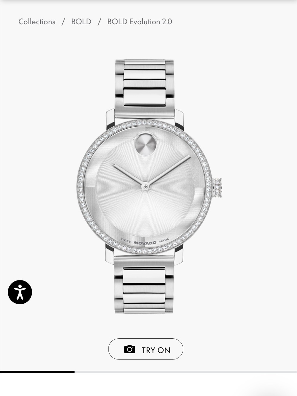 Movado Silver Crystal-Trim Women’s Bracelet Watch